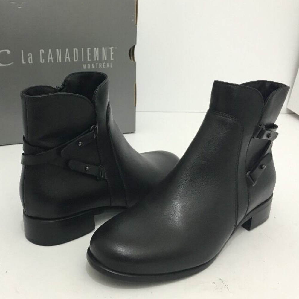 La Canadienne Waterproof Black Leather Ankle Boots - Picture 3 of 8